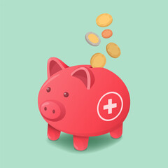 Coins falling inside a piggy bank: emergency fund