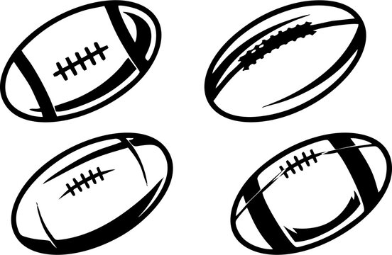 American football ball icons set. High resolution image rugby ball on white background. Tournament poster and banner idea. Outline illustration.