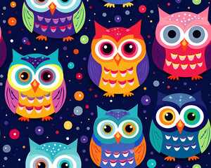 seamless pattern with owls
