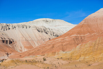 Multicolored Aktau mountains landscape. Altyn Emel National Park. Kazakhstan