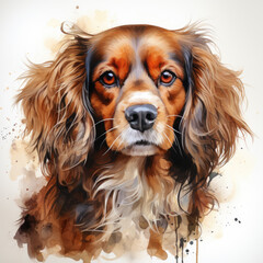 Fototapeta premium watercolor English Toy Spaniel clipart, Generative Ai