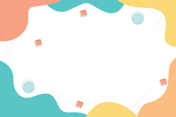 Abstract background combines a blend of light blue, cream, yellow, and orange hues, creating a visually appealing canvas with hand-drawn shapes and Memphis design elements. 