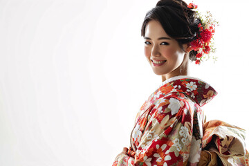 Obraz premium portrait of a Japanese woman, Young Woman in Japanese Kimono