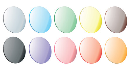 Set of colored lenses round eyeglass lenses vector illustration