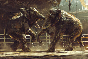 illustration of a fighting elephant
