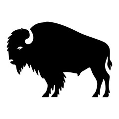 minimal buffalo vector silhouette, black color silhouette, white background