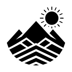 Mountain icon vector silhouette, mountain with tree vector silhouette