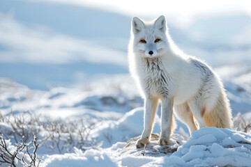Majestic Arctic Fox Amidst Snowscape