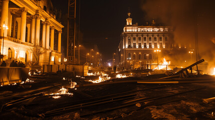 Fototapeta na wymiar view of destroyed city after war