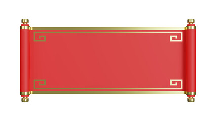 Red Chinese papaer scroll, 3D render illustration	
