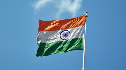 Naklejka premium India flag on the wind