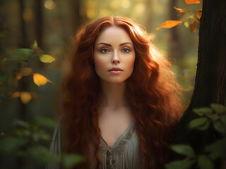 Fototapeta premium portrait of a woman in the forest