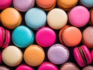 Obraz premium Macaroon background top view vibrant colors 