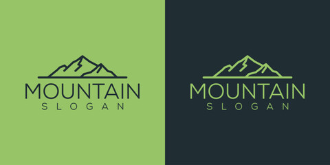 Minimalist landscape hills mountain peak vector logo design ideas - obrazy, fototapety, plakaty