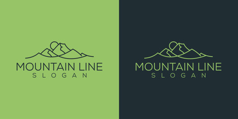 Minimalist landscape hills mountain peak vector logo design ideas