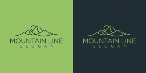 Tuinposter Minimalist landscape hills mountain peak vector logo design ideas © syahrulrmdh65