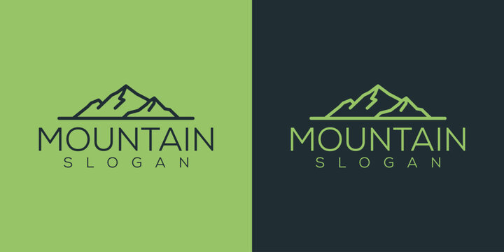Minimalist landscape hills mountain peak vector logo design ideas