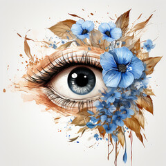 watercolor Eye flowers clipart, Generative Ai