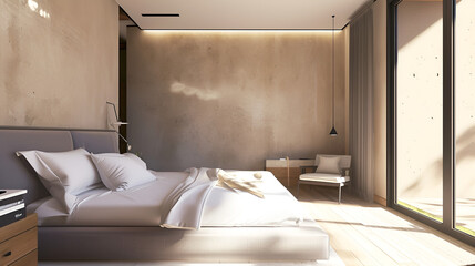 Fototapeta na wymiar modern bedroom in barcelona