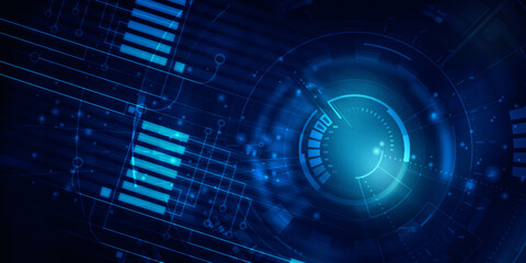 2d illustration Abstract futuristic electronic circuit technology background