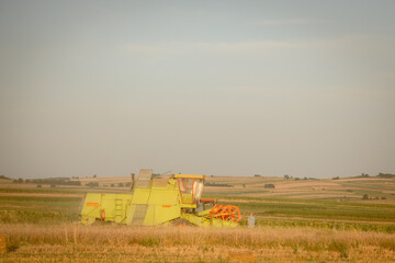 combine harvester working on a field
