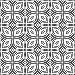 Black pattern on white wallpaper for web page, textures, card, poster, fabric, textile. Abstract background.Repeating background image.White texture. Lines form shapes.