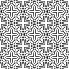 Obraz premium Black pattern on white wallpaper for web page, textures, card, poster, fabric, textile. Abstract background.Repeating background image.White texture. Lines form shapes.