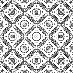 Black pattern on white wallpaper for web page, textures, card, poster, fabric, textile. Abstract background.Repeating background image.White texture. Lines form shapes.