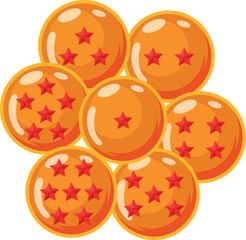 seven spheres of one, two, three, four, five, six, seven stars on a white background	
