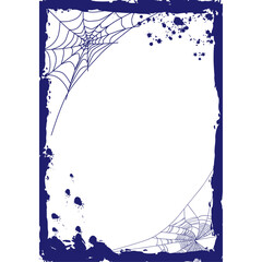 The vertical blank Halloween banner background with grunge border and spider net.