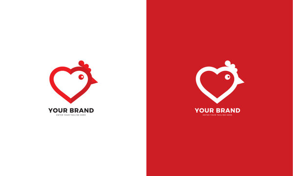 Love chicken logo, Vector graphic design