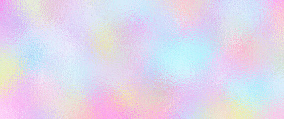 Colorful iridescent holographic foil texture, vector illustration with pastel unicorn rainbow background, pastel color glass. Christmas background. Blurred illustration for design. - obrazy, fototapety, plakaty