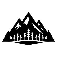 Mountain with tree vector logo concept silhouette, black color