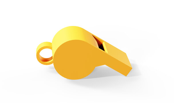 Blue whistle with a closed zipper 3D render illustration isolated on white background