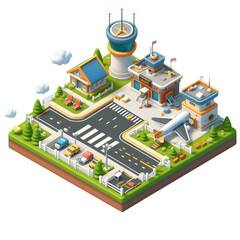cure airport isometric 3d game design Illustration on transparent background PNG