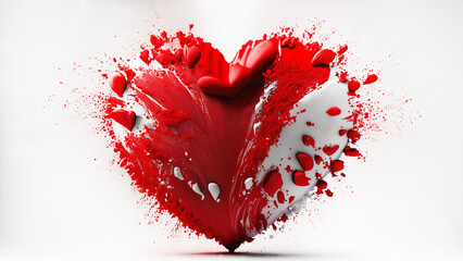Walentynki, czerwone serce abstrakcja.  Generative AI