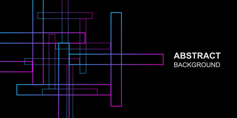 Abstract neon lines shape stylish geometric minimalist black background illustration design