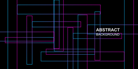 Abstract neon lines shape stylish geometric minimalist black background illustration design