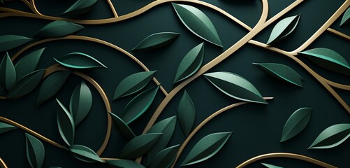 A close-up view of a 3D wall texture with an interlaced vine pattern in forest green