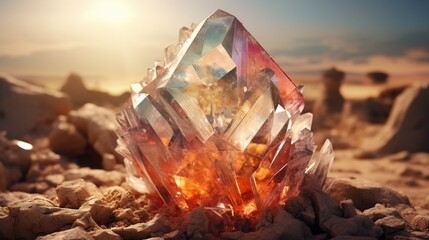 A stunning Poudretteite gemstone in a high-resolution 8K image, showcasing its vibrant...