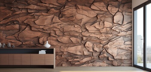 A natural bark-like pattern 3D wall texture in shades of brown