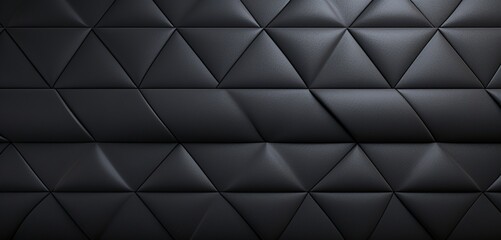 Fototapeta na wymiar A sleek black leather 3D wall texture with subtle stitching