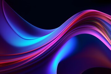 Abstract fluid curved wave in motion on dark background.