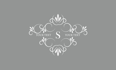 Decorative monogram design with letter S in the center. Luxury logo for sign, restaurant, boutique, cafe, hotel, heraldry, jewelry, fashion