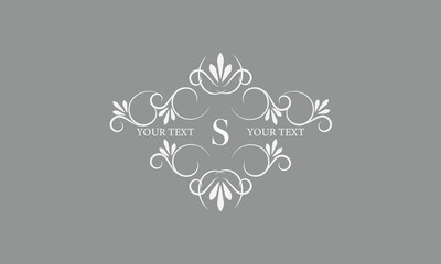 Decorative monogram design with letter S in the center. Luxury logo for sign, restaurant, boutique, cafe, hotel, heraldry, jewelry, fashion