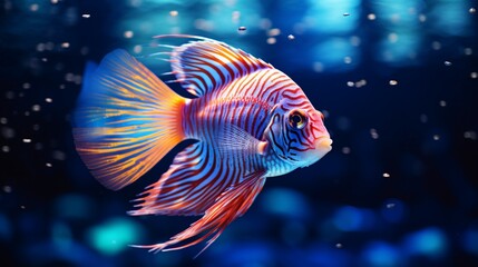 A surreal image of Discus Fish gliding through crystal clear water in full ultra HD