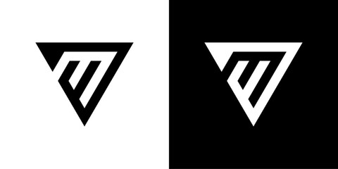 vector logo mw abstract combination of triangles - obrazy, fototapety, plakaty