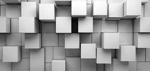 Modern geometric cube pattern in black and white on a 3D wall texture