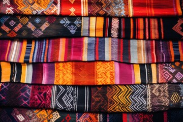 Ancient Inca textile, showcasing the intricate patterns and vibrant colors. Textile from Mexico
