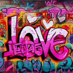 Graffiti on the wall with the words Love, Generative AI